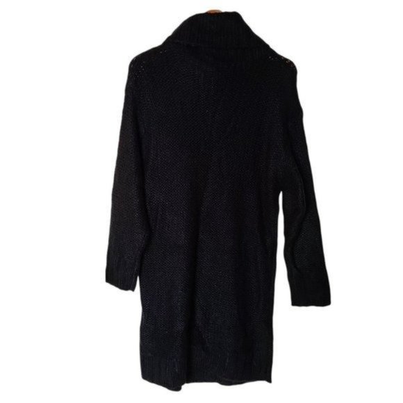 Solutions Chunky Knit Oversized Turtleneck Sweater Dress M Medium NWT Black Whit - Picture 9 of 12